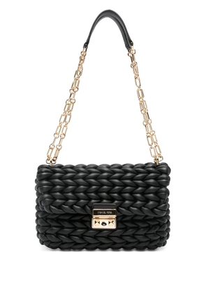 Michael Michael Kors braided-leather chain-strap satchel bag - Black