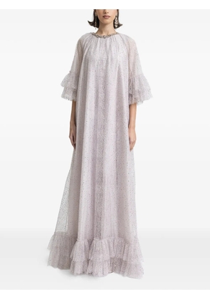Gemy Maalouf ruffled sleeves hemline maxi kaftan - Neutrals