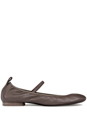 LEMAIRE square-toe leather ballerina shoes - Brown