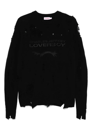 Charles Jeffrey Loverboy logo distressed sweater - Black