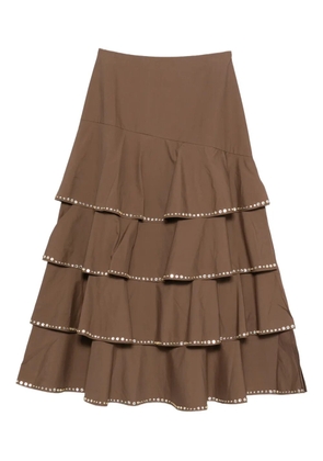 SANDRO crystal-embellished A-line midi skirt - Brown