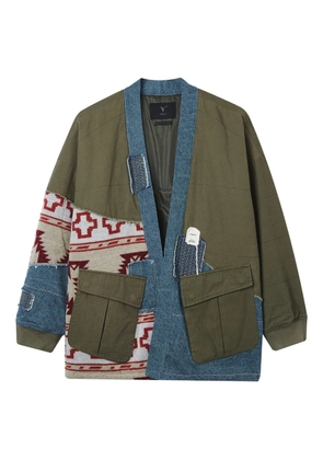 FIVE CM logo-patch coat - Green