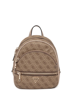 GUESS USA monogram-pattern zip-pockets backpack - Brown