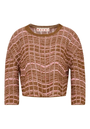 Marni jacquard-pattern laddered sweater - Brown
