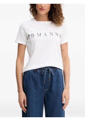 ERMANNO FIRENZE beaded-embellishment logo-lettering T-shirt - White