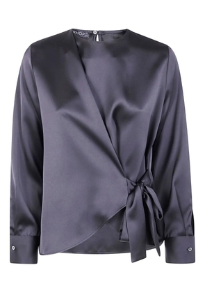 DRHOPE tie-front satin blouse - Black