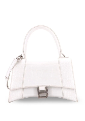 Balenciaga Pre-Owned Hourglass Top Handle Bag Crocodile Embossed Leather Small crossbody bag - White