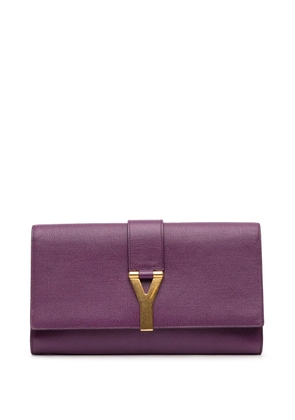 Saint Laurent Pre-Owned 2000-2012 Textured Leather Chyc Ligne clutch bag - Purple
