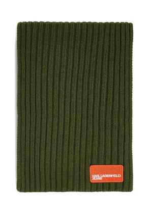 Karl Lagerfeld Jeans ribbed logo-patch scarf - Green