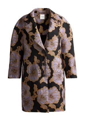 St. John floral-jacquard single-breasted coat - Black