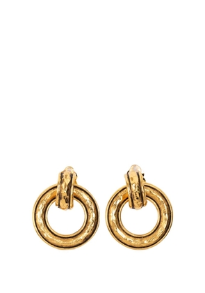 CHANEL Pre-Owned 1970-1980 Gold Plated Drop Hoop Clip On Earrings costume earrings