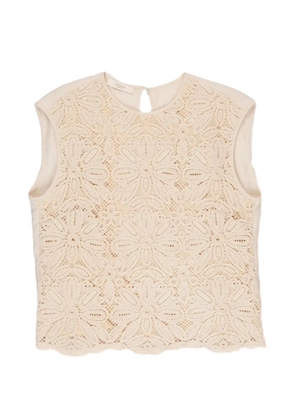 Glanshirt macramé-lace top - Neutrals