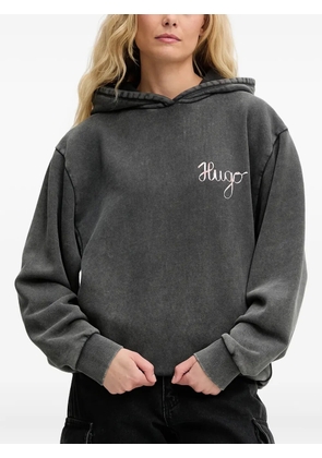 HUGO logo-embroidered hoodie - Grey