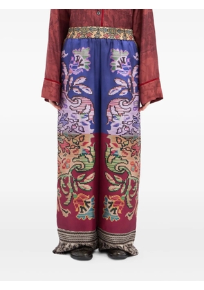 Pierre-Louis Mascia floral-patterned silk trousers - Purple