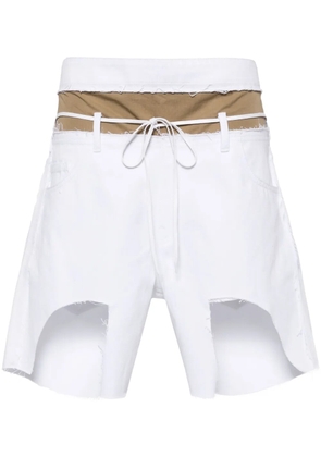 LITKOVSKA asymmetric layered denim shorts - White