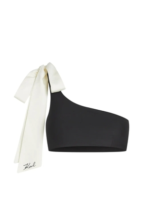 Karl Lagerfeld bow-detail one-shoulder bikini top - Black