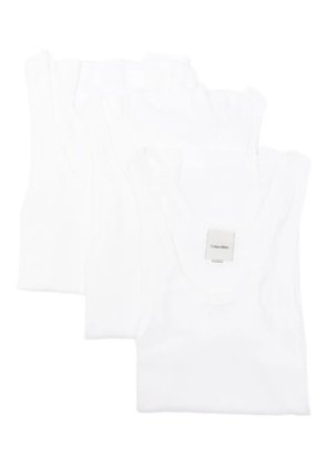 Calvin Klein ribbed logo-embroidery top - White