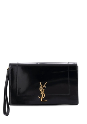 Saint Laurent Pre-Owned Cassandre Flap Wristlet Pouch Patent clutch bag - Black