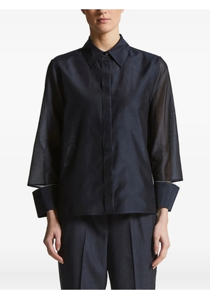 Peserico sheer-paneled collared shirt - Blue