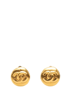 CHANEL Pre-Owned 1996 CC Gold Plated Round Clip on Earrings costume earrings
