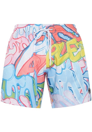 Philipp Plein Graffiti-print swim shorts - Pink