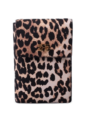 GANNI leopard-print flap wallet - Neutrals