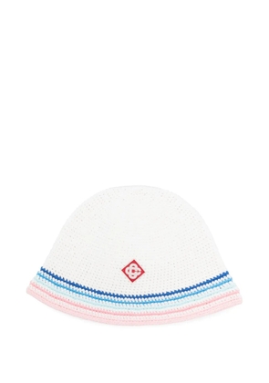 Casablanca striped crochet-knit bucket hat - White