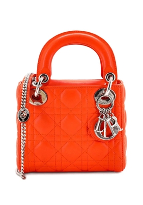 Christian Dior Pre-Owned Lady Dior Chain Bag Cannage Quilt Lambskin Mini satchel - Orange