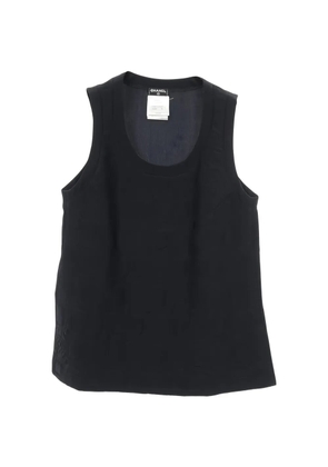 CHANEL Pre-Owned 1986-1988 camellia-motif tank top - Black