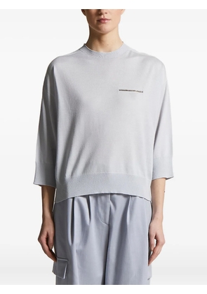 Peserico three-quarter sleeve embellished knitted top - Blue