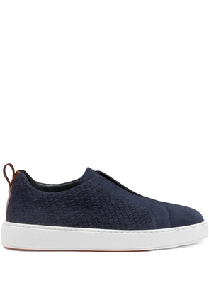 Santoni woven suede slip-on sneakers - Blue