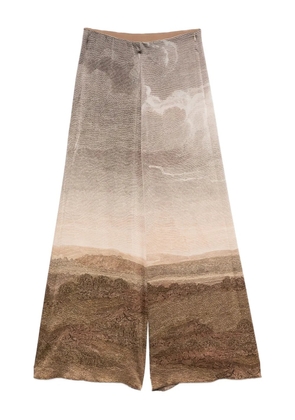 Pierre-Louis Mascia landscape-print wide-leg trousers - Brown