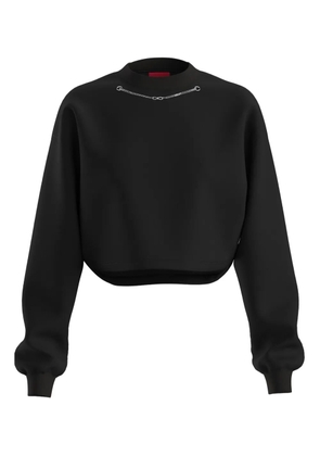 HUGO chain-embellished cropped sweatshirt - Black