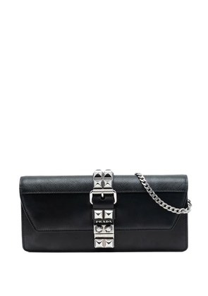 Prada Pre-Owned 2010-2025 City Calfskin and Saffiano Studded Elektra Clutch with Chain crossbody bag - Black