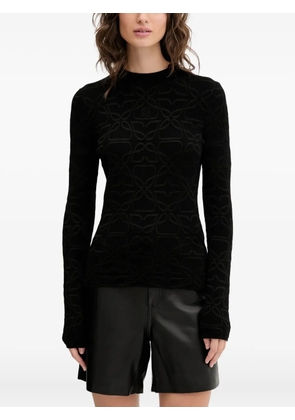 HUGO embossed-pattern long-sleeve sweater - Black