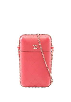 CHANEL Pre-Owned 2018 CC Quilted Lambskin Chain Around Phone Holder crossbody bag - Red