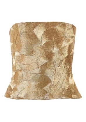 Carolina Herrera metallic embroidered bustier top - Gold