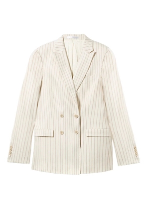 Brooks Brothers Pinstripe bouble-breasted blazer - White