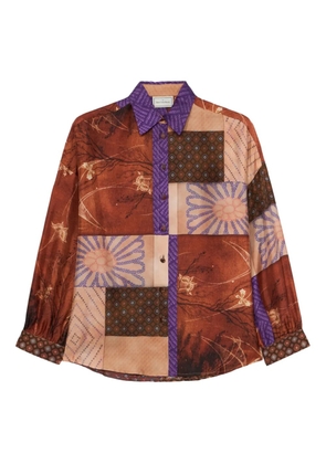 Pierre-Louis Mascia patchwork-print shirt - Brown