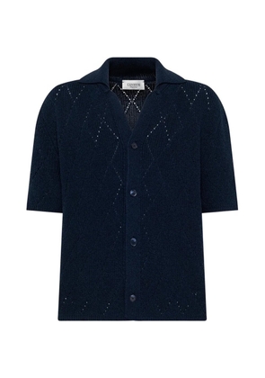 Laneus short-sleeve cardigan - Blue