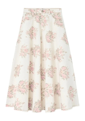 GANNI floral-print maxi skirt - Neutrals