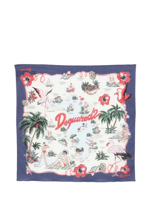 DSQUARED2 floral-print scarf - Blue