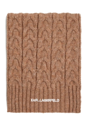 Karl Lagerfeld embroidered-logo scarf - Brown