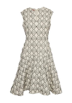 Carolina Herrera Vintage geometric-pattern sleeveless dress - White