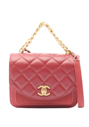 CHANEL Pre-Owned 2019 Small Quilted Calfskin and Caviar Chain Handle Flap satchel - Red
