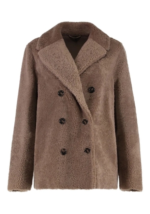 'S Max Mara Futura double-breasted shearling coat - Brown