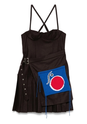 Charles Jeffrey Loverboy knitted-patch mini dress - Brown