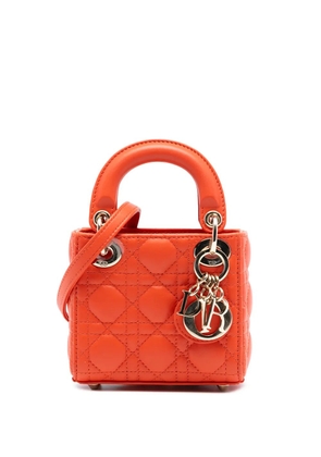Christian Dior Pre-Owned 2022 Micro Lambskin Cannage Lady Dior satchel - Orange