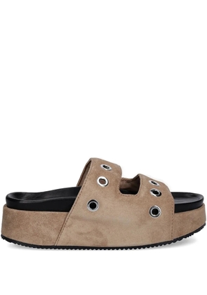 Inuikii platform eyelet-detail slides - Brown