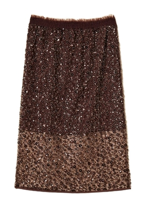 TWINSET sequin-embellished midi skirt - Brown